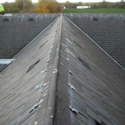 Deteriorated flashings on pitched roof
